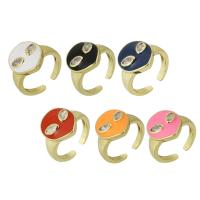 Цирконий Micro Pave Латунь палец кольцо, плакирован золотом, ювелирные изделия моды & инкрустированное микро кубического циркония & Женский & эмаль, Много цветов для выбора, 15mm, размер:8, продается PC