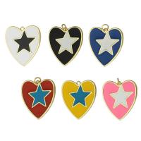 Enamel Brass Pendants, Heart, gold color plated, fashion jewelry & for woman 26mm Approx 3mm 
