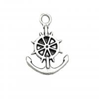 Zinc Alloy Ship Wheel & Anchor Pendant, Anchor and Ship Wheel, antique silver color plated, vintage & DIY Approx 