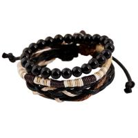 Fashion Create Wax Cord Bracelets, Glass, with Cotton Thread & Wax Cord, three pieces & fashion jewelry & Unisex Approx 18 cm 