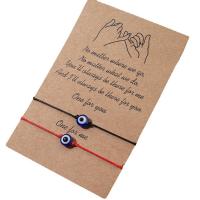 Evil Eye Jewelry Bracelet, Wax Cord, with Resin, Round, 2 pieces & evil eye pattern, black and red Approx 5-11 cm 