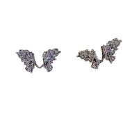 Cubic Zircon (CZ) Drop Earring, Zinc Alloy, Butterfly, silver color plated, micro pave cubic zirconia & for woman, 26mm 