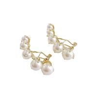 Plastic Pearl Zinc Alloy Earring, with Zinc Alloy, real gold plated, fashion jewelry & for woman, 35mm [