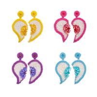 Glass Seed Beads Earring, Seedbead, with Sequins, Heart, handmade, fashion jewelry & for woman 