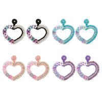 Glass Seed Beads Earring, Seedbead, with Sequins, Heart, handmade, fashion jewelry & for woman & with rhinestone & hollow 