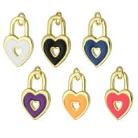Pendentifs de Émail laiton , coeur, Placage de couleur d'or, bijoux de mode & DIY & pour femme & émail, plus de couleurs à choisir Environ 3mm, Vendu par PC