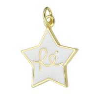 Enamel Brass Pendants, Star, gold color plated, fashion jewelry & DIY & for woman Approx 2mm 