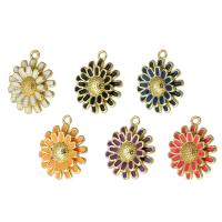 Enamel Brass Pendants, Flower, gold color plated, fashion jewelry & DIY & for woman 