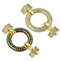 Cubic Zirconia Micro Pave Brass Connector, Round, plated, fashion jewelry & DIY & micro pave cubic zirconia & for woman 30mm 