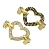 Cubic Zirconia Micro Pave Brass Connector, Heart, plated, fashion jewelry & DIY & micro pave cubic zirconia & for woman 31mm 