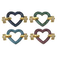 Cubic Zirconia Micro Pave Brass Connector, Heart, plated, fashion jewelry & DIY & micro pave cubic zirconia & for woman 31mm Approx 1mm 