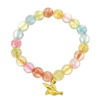 Bracelets résine, avec Acier inoxydable 316, Placage de couleur d'or, bijoux de mode & pour femme, multicolore pouce, Vendu par brin
