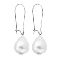 Stainless Steel Drop Earring, 316 Stainless Steel, with ABS Plastic Pearl, Vacuum Ion Plating, fashion jewelry & for woman, silver color, 42mm 