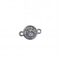 Zinc Alloy Charm Connector, Flat Round, antique silver color plated, random style & vintage & Zodiac symbols jewelry & DIY & 1/1 loop Approx 