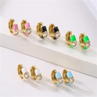 Cubic Zirconia Micro Pave Brass Earring, plated, fashion jewelry & micro pave cubic zirconia & for woman & enamel 