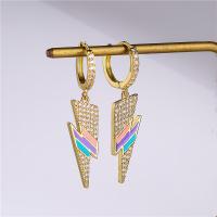 Cubic Zirconia Micro Pave Brass Earring, gold color plated, fashion jewelry & micro pave cubic zirconia & for woman & enamel 