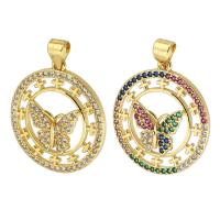 Cubic Zirconia Micro Pave Brass Pendant, gold color plated, fashion jewelry & DIY & micro pave cubic zirconia Approx 3mm 