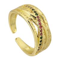 Цирконий Micro Pave Латунь палец кольцо, плакирован золотом, ювелирные изделия моды & инкрустированное микро кубического циркония & Женский, размер:6.5, продается PC