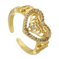 Цирконий Micro Pave Латунь палец кольцо, плакирован золотом, ювелирные изделия моды & инкрустированное микро кубического циркония & Женский, размер:6, продается PC