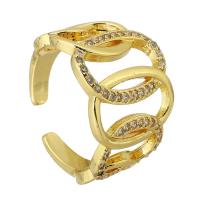 Цирконий Micro Pave Латунь палец кольцо, плакирован золотом, ювелирные изделия моды & инкрустированное микро кубического циркония & Женский, размер:7, продается PC