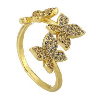 Cubic Zirconia Micro Pave Brass Finger Ring, gold color plated, fashion jewelry & micro pave cubic zirconia & for woman, US Ring 