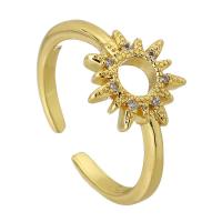 Zircon pavent l'anneau en laiton de doigt, Placage de couleur d'or, bijoux de mode & pavé de micro zircon & pour femme Vendu par PC