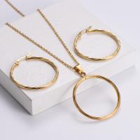 Fashion Stainless Steel Jewelry Sets, 316L Stainless Steel, earring & necklace, 18K gold plated, 2 pieces & fashion jewelry & for woman, golden Approx 17.72 Inch 