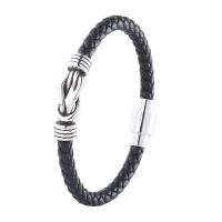 PU Leather Cord Bracelets, Microfiber PU, with 316 Stainless Steel & for man 6mm 