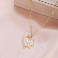 Stainless Steel Jewelry Necklace, 304 Stainless Steel, with 1.97inch extender chain, Heart, Vacuum Ion Plating, fashion jewelry & for woman & with rhinestone & hollow, golden Approx 17.72 Inch 