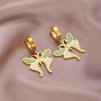 Stainless Steel Drop Earring, 304 Stainless Steel, Butterfly, Vacuum Ion Plating, fashion jewelry & for woman & enamel 
