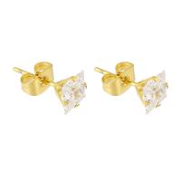 Stainless Steel Rhinestone Stud Earring, 316 Stainless Steel, Vacuum Ion Plating, fashion jewelry & for woman & with rhinestone, two different colored 