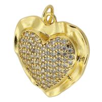 Cubic Zirconia Micro Pave Brass Pendant, Heart, gold color plated, fashion jewelry & DIY & micro pave cubic zirconia, golden Approx 3mm 