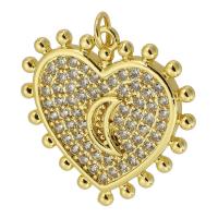 Cubic Zirconia Micro Pave Brass Pendant, Heart, gold color plated, fashion jewelry & DIY & micro pave cubic zirconia, two different colored Approx 3mm 