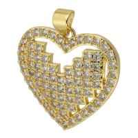 Cubic Zirconia Micro Pave Brass Pendant, Heart, gold color plated, fashion jewelry & DIY & micro pave cubic zirconia, two different colored Approx 3.5mm 