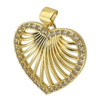 Cubic Zirconia Micro Pave Brass Pendant, Heart, gold color plated, fashion jewelry & DIY & micro pave cubic zirconia, golden Approx 4mm 