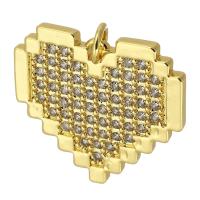 Cubic Zirconia Micro Pave Brass Pendant, Heart, gold color plated, fashion jewelry & DIY & micro pave cubic zirconia, golden Approx 3mm 
