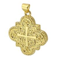 Латунь крест подвески, плакирован золотом, ювелирные изделия моды & DIY, Золотой отверстие:Приблизительно 3mm, продается PC