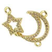 Colgante de Micro Pavé de Zirconía Cúbica, metal, Luna y estrella, chapado en color dorado, Joyería & Bricolaje & micro arcilla de zirconia cúbica, dorado, agujero:aproximado 2mm, Vendido por Set