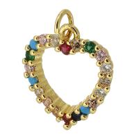 Cubique Pendentif en laiton zircon pavent, coeur, Placage de couleur d'or, bijoux de mode & DIY & pavé de micro zircon, multicolore Environ 3mm, Vendu par PC