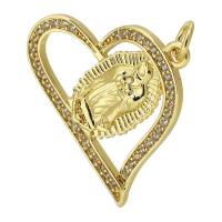 Cubic Zirconia Micro Pave Brass Pendant, Heart, gold color plated, fashion jewelry & DIY & micro pave cubic zirconia, golden Approx 3mm 