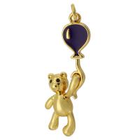Enamel Brass Pendants, Bear, gold color plated, fashion jewelry & DIY, two different colored, 35mm Approx 3mm 