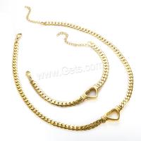 Fashion Stainless Steel Jewelry Sets, 304 Stainless Steel, Heart, Galvanic plating & for woman & hollow 15mm,6mm 