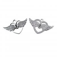 Wing Shaped Zinc Alloy Pendants, antique silver color plated, vintage & DIY & hollow Approx 