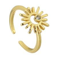 Цирконий Micro Pave Латунь палец кольцо, плакирован золотом, ювелирные изделия моды & инкрустированное микро кубического циркония & Женский, размер:6.5, продается PC