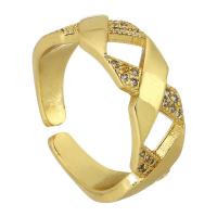 Цирконий Micro Pave Латунь палец кольцо, плакирован золотом, ювелирные изделия моды & инкрустированное микро кубического циркония & Женский, размер:5.5, продается PC