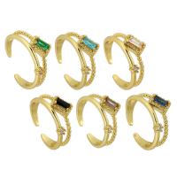 Цирконий Micro Pave Латунь палец кольцо, плакирован золотом, ювелирные изделия моды & инкрустированное микро кубического циркония & Женский, Много цветов для выбора, размер:7, продается PC
