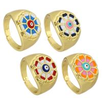 Evil Eye Jewelry Finger Ring, Brass, gold color plated, fashion jewelry & for woman & enamel US Ring 