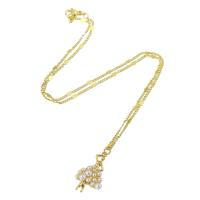 Collar de latón hecho a mano, metal, con Perlas plásticas, chapado en color dorado, Joyería & para mujer, 16*27*6mm,2mm, longitud:aproximado 18 Inch, Vendido por UD