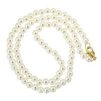 Пластиковый жемчужное ожерелье, Латунь, с Пластиковая жемчужина, плакирован золотом, ювелирные изделия моды & Женский, 4*5*5mm, длина:Приблизительно 16 дюймовый, продается PC