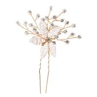 Hair Stick, Brass, with Seedbead, fashion jewelry & for woman & with rhinestone 